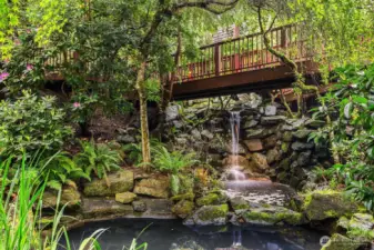 Multi-tiered waterfall with plunge basin