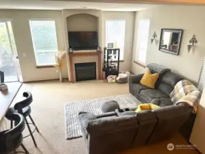 Gas fireplace in cozy family room