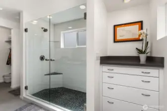 Primary bath with dual shower.
