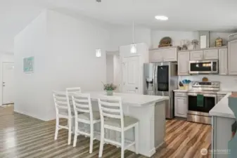 Plenty of area for countertop eating or having time to share with others while cooking.