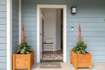 Front entrance into a  home built in 2021!
