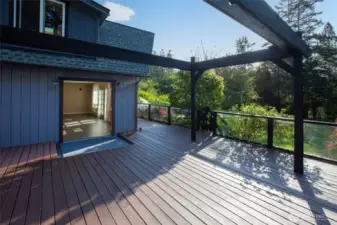 French doors lead from deck to living room.