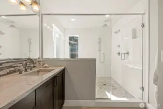 Upgraded finishes and tilework in Primary Bath/Shower
