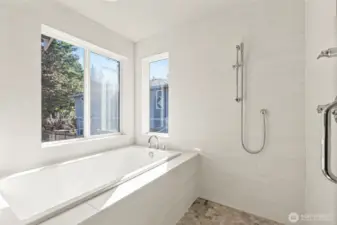 All new tile in Shower and around soaking tub