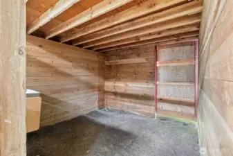 Inside Barn Stall – Interior view of one of the barn’s horse stalls.
