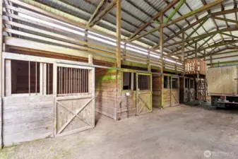 Interior Barn and Equipment Storage Area - designed for practical day-to-day horse care and all equipment storage needs.