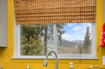 Mountain view through the kitchen window