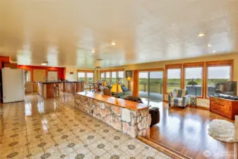 Great room has beautiful ocean views and access to deck.