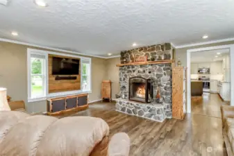 Formal Living Room with woodburning fireplace