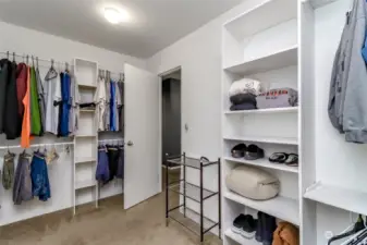 Primary walk in closet.