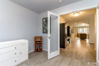 View of entry and living room from office.