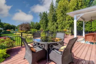 Deck off of the Kitchen & Den in back of the home