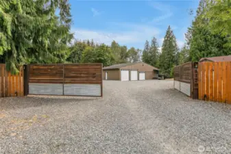 Iron gated entry lies at the end of a quiet cul-de-sac.