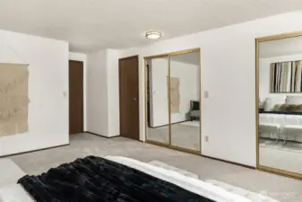 Two large closets in the primary bedroom