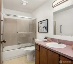 One of two full bathrooms
