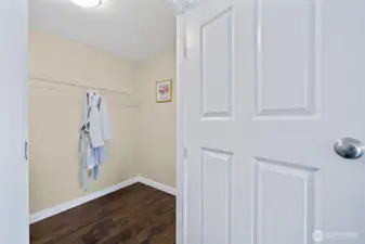 Oversized walk-in closet. Put a dresser in here or convert this space into something unique!