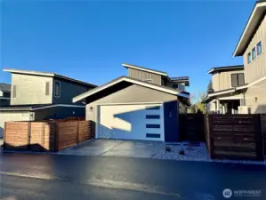 Alley side two car garage