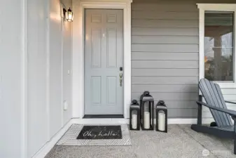Front porch with sitting space.