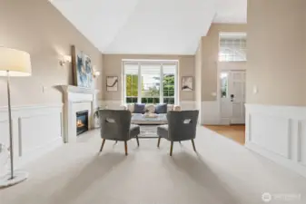 A view from the formal dining room to the living room.