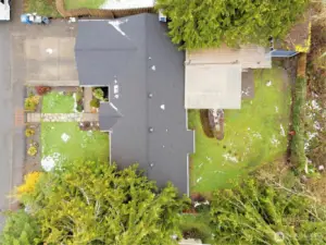 Aerial view showing the expansive property and surrounding greenery.