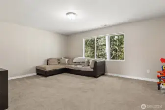 Large bonus room on the backside of the home overlooking greenbelt