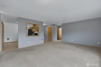 Living, dining and kitchen.