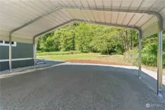 Brand New Large 2-Car Carport and new gravel spread for drive and parking areas.