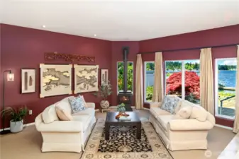 Relax in your sunken living room with propane stove on those chilly nights.