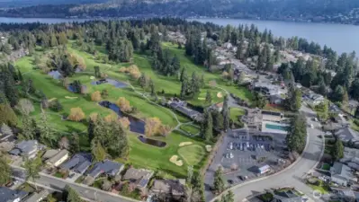 Golf course clubhouse and pool