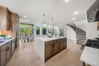 Open concept floor plan seamlessly connects kitchen, nook and living room.