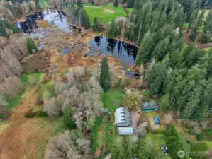 Part of the pond belongs to the property