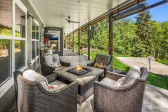 Enjoy your year-round covered patio space with radiant heat.