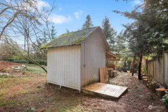 Shed with newly built deck.