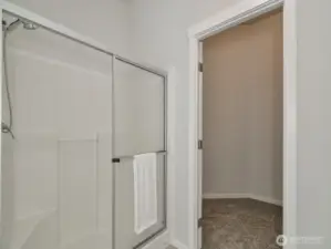 Walk-in closet off the primary bathroom.