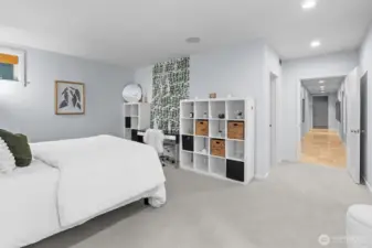 basement level guest guest bedroom in basement with walk in closet