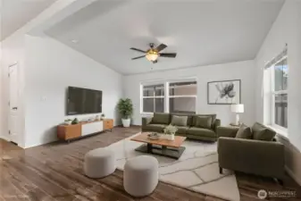 Virtually staged living area.