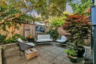 Day or night there is a lot to love about your private back yard.  It has a gate that opens to the main entry as well.