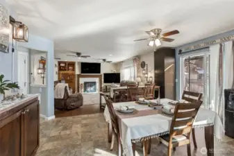Additional dining space and buffet cabinet.
