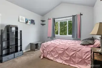 Big secondary bedroom with vaulted ceiling.