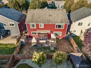 Arial view of the backyard