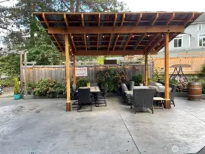 Covered seating area.