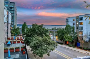 Wow -10ft ceiling, floor to ceiling windows  take in the puget sound and blue skies