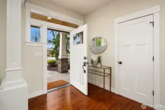 Front entry leading to light filled foyer.