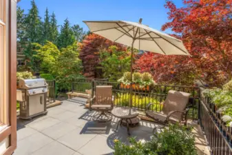 Spacious private outdoor terrace is plumberd for a grill