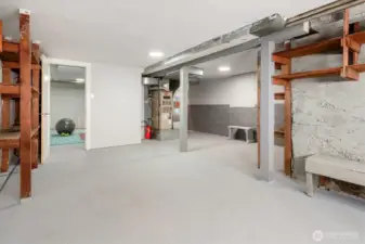 Finished and insulated garage with plenty of storages and 220v outlet for EV charging