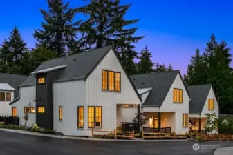 Thornton Creek Commons is designed with community in mind and connection to neighbors. Custom architectural design by Wenzlau Architects.