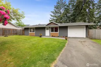 Front facade with driveway & garage