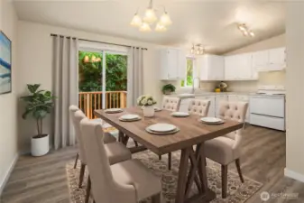 Entertainment size dining room and kitchen with room for your big table -virtually staged to give you vision of the possibilities