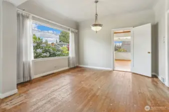 Spacious formal dining area would be great for dinner parties.