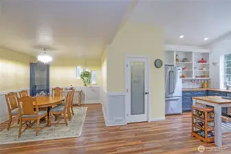 Convenient kitchen-to-dining layout ideal for hosting guests.